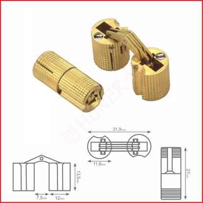 PİRİNÇ GİZLİ MENTEŞE 12mm (747-12) Resmi