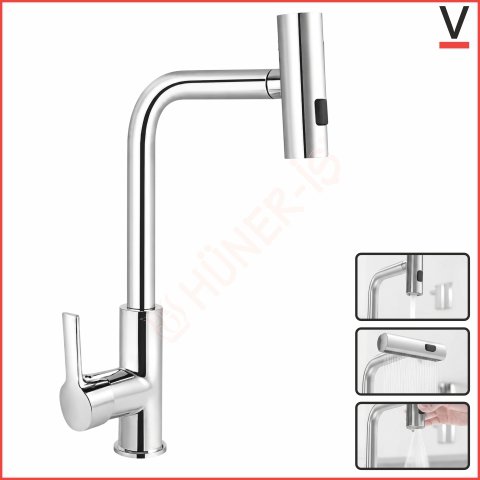 VNZ SMART SPİRALLİ EVİYE BATARYASI KROM (5013122) resmi