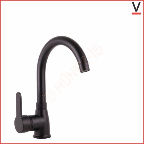 VNZ KROMA KUĞU LAVABO BATARYASI SİYAH (5012303-05) resmi